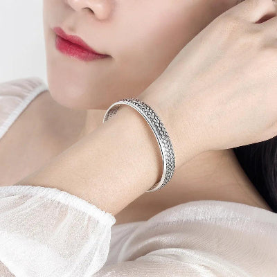 925 Sterling Silver Weave Bangle - Romi Jewel